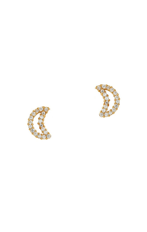 CZ Moon Stud Earrings