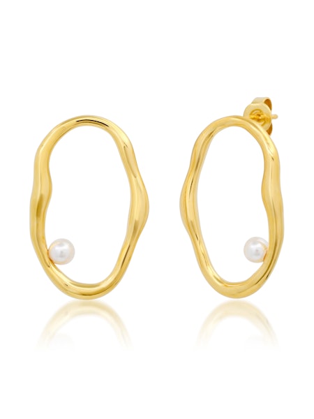 Organic Oval Stud w Pearl