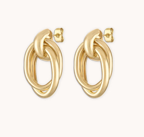 Oval Drop Earrings - Gold