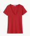 Carol V Neck Tee - Washed Red