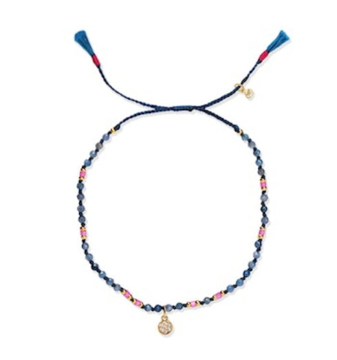 Handmade Beaded Bracelet with Gold Dangle Accent DB429