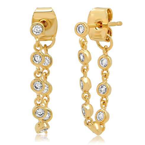 CZ Dangle Chain Studs