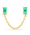 Emerald Baguette Chain Studs - 14K