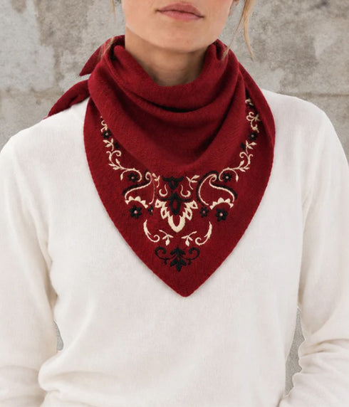 Bandana Merino Triangle Scarf - Bordeaux