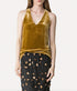 Velvet V-Neck Sleeveless Top - Antique Gold