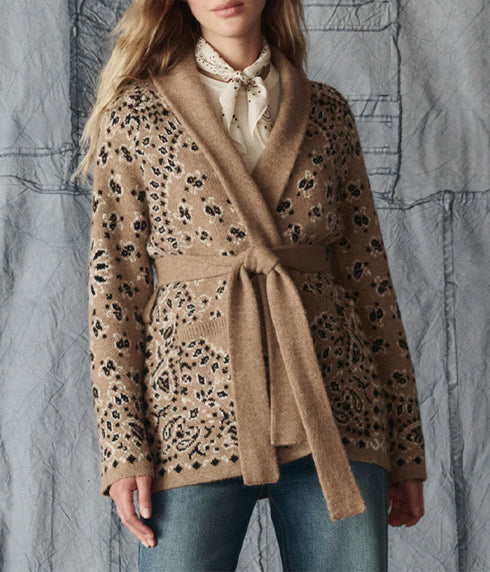 The Bandana Riding Cardigan - Camel
