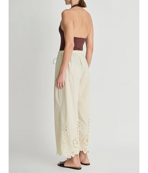 Embroidered Kari Pull On Pants - Ecru