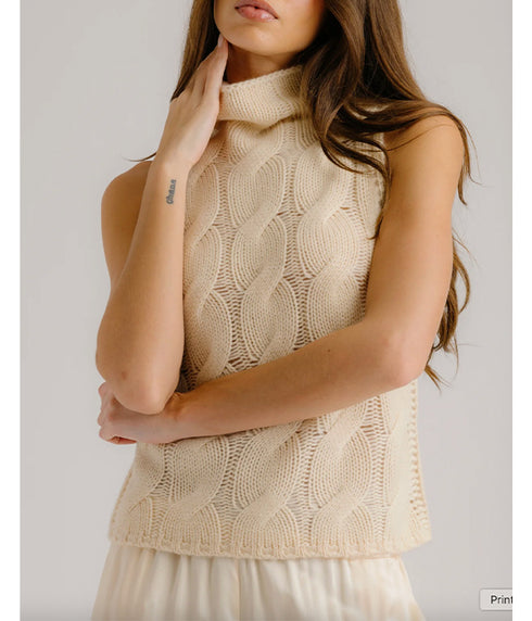 Salvia Sleeveless Cable Turtleneck - Buttercup