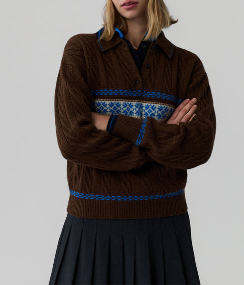 The Cable Collegiate Polo - Chestnut Combo