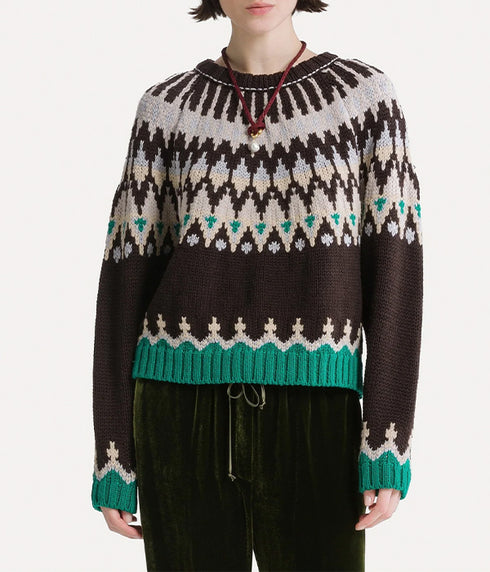 Fair Isle Cable-Knit Virgin Wool Jumper - Fondant