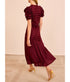 Elvia Ruffle Sleeve Midi Dress - Claret