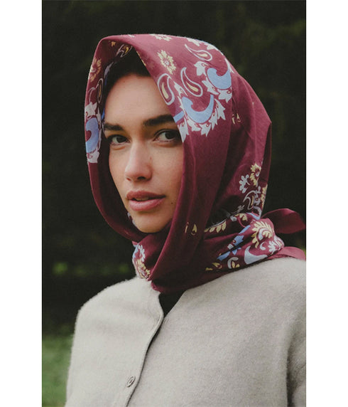 Bandana Flowers Cotton - Burgundy