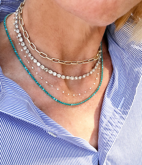 Polki Diamond Tennis Necklace - 15"