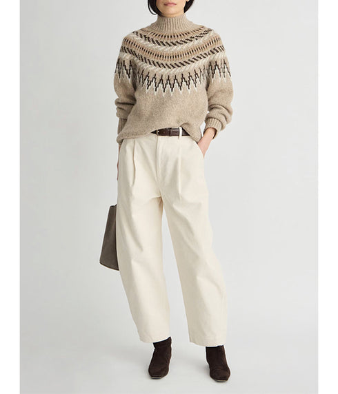 Fairisle Mock Neck Sweater - Oatmeal