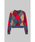 James Argyle Classic V Neck - Framboise Argyle