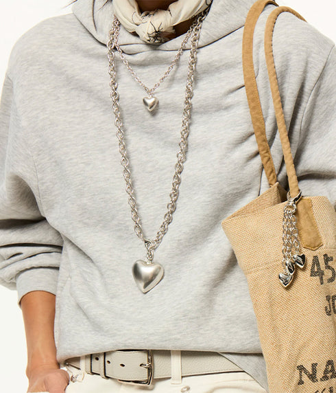 The Puffy Heart Necklace - Silver