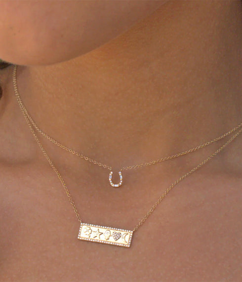Petite Baguette Horseshoe Necklace