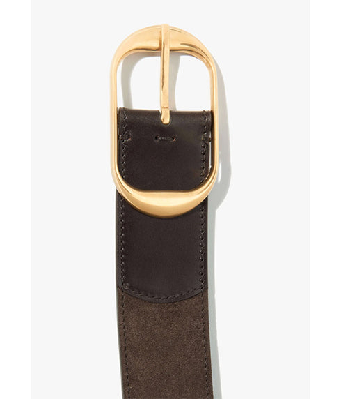 Nili Suede Belt - Espresso w/ Antique Brass
