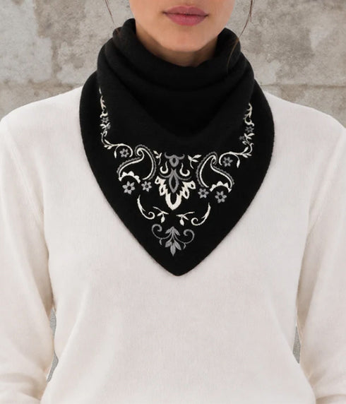 Bandana Merino Triangle Scarf - Black