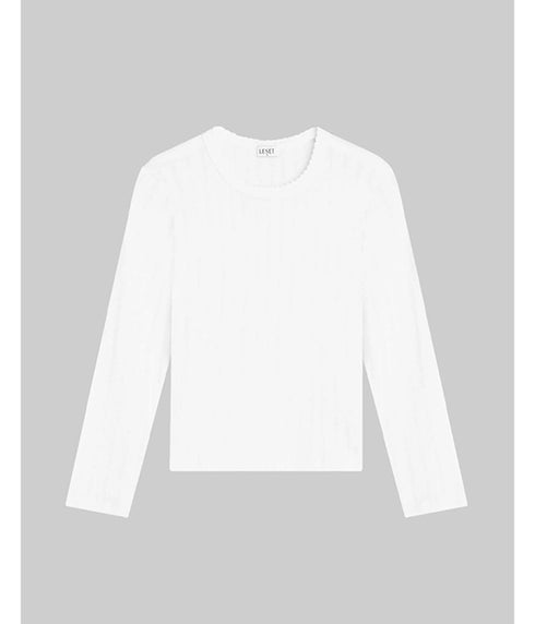Pointelle Slim Fit Long Sleeve Tee - White
