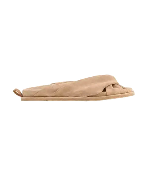 Suede Crossed Sandals - Sand