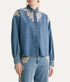 Embroidered Indigo Twill Boxy Shirt - Celeste