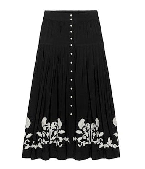 The Western Embroidered Highland Skirt - Black