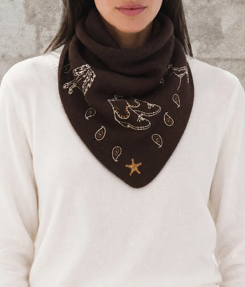 Rodeo Merino Triangle Scarf - Chocolate