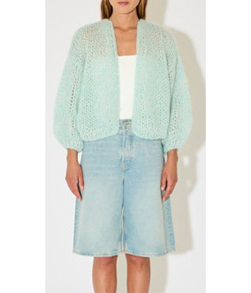 Mohair Bomber Cardigan - Light Blue Melange