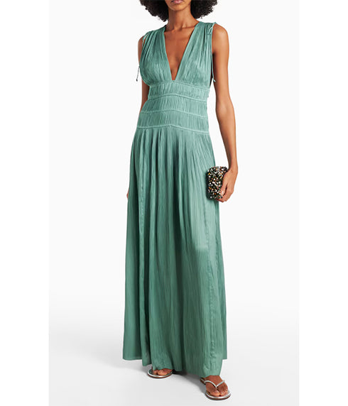 Tasneem Deep V Gown - Sea Glass