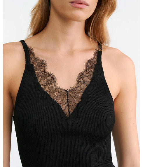 Aronia Silk Tank - Black