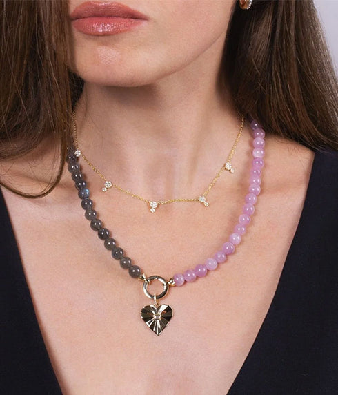 Bezel Spiral Heart Pendant - 14K