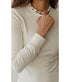 Baby Rib Scallop Long Sleeve Tee - Creme