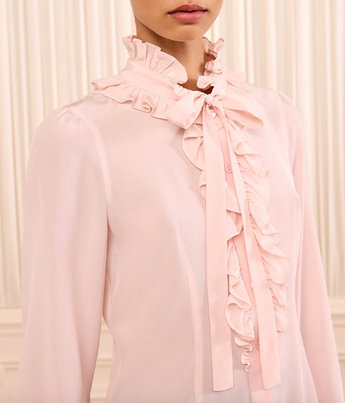 Catroux Long Sleeve Silk Blouse - Powder