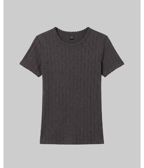 Pointelle Slim Fit Tee - Hickory Melange