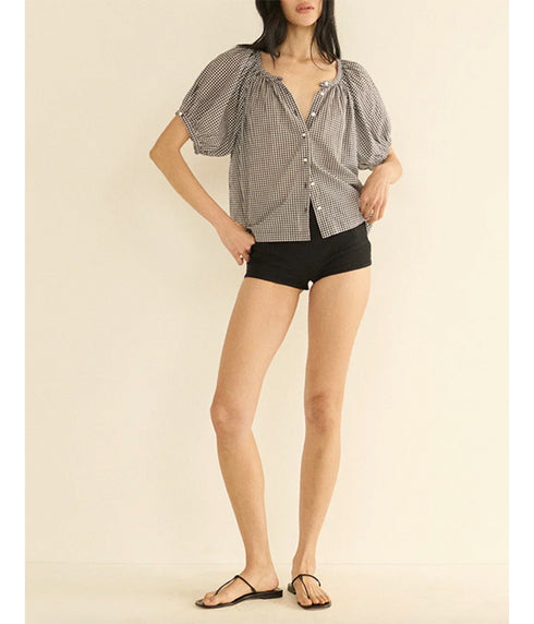 June Top - Noir La Maddalena Gingham