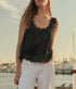The Scalloped Eyelet Tank - Black