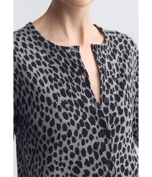 Keelah Cardigan - Pebble Grey Heather/Black Cheetah