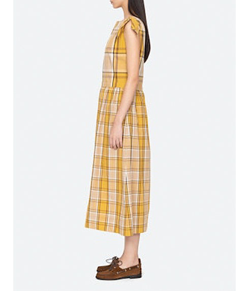Copeland Plaid Midi Dress - Yellow