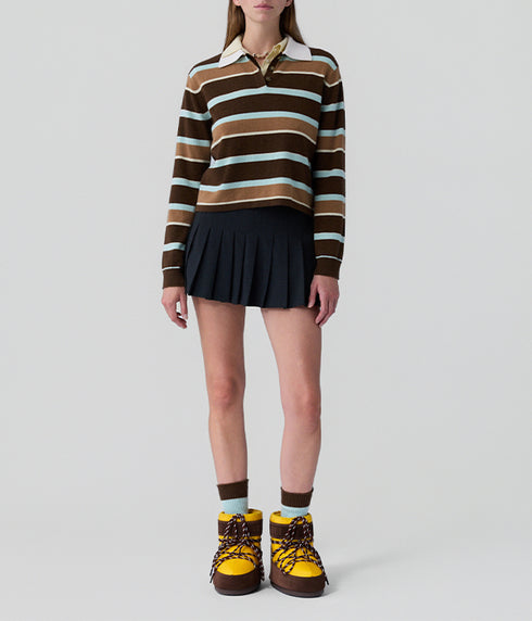 Cropped Striped Rugby - Chestnut Combo