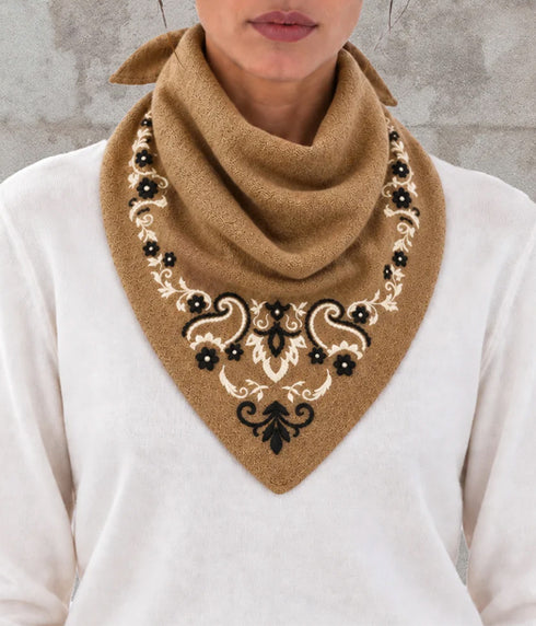 Bandana Merino Triangle Scarf - Camel