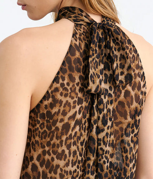 Alla Halter Tank - Vintage Leopard