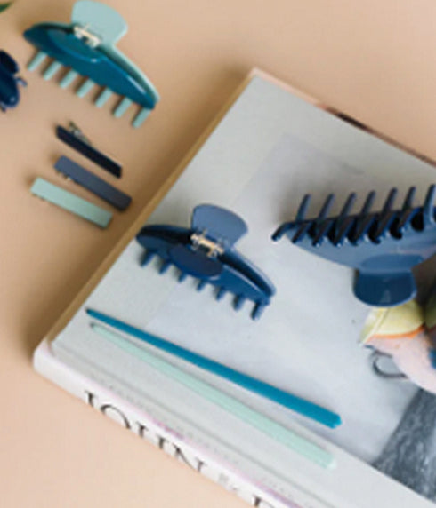 Hair Claw Clip 4" - Two Tone Blue Sea