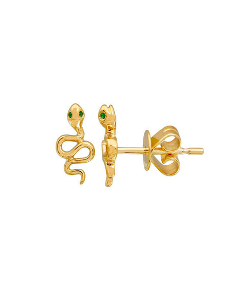 Solid Gold Snake Charmer Studs - 14K
