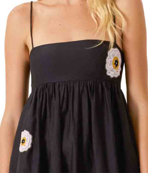Lilia Pressed Daisy Dress - Black