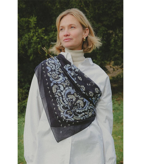 Bandana Flowers Cotton - Black