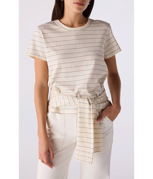 Lovey Tee- Bone/Grey Stripe