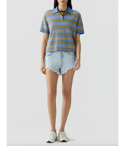 Short Sleeve Striped Rugby - Delft Blue Combo