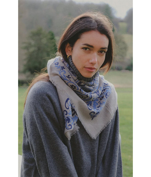 Bandana Wool Silk - Blue Stone