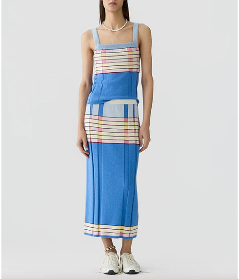 Plaited Rib Tank - Delft Blue Combo
